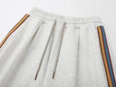 Striped Wide-Leg Sweatpants — Black, Brown, Grey & Red