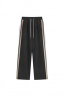Striped Wide-Leg Sweatpants — Black, Brown, Grey & Red