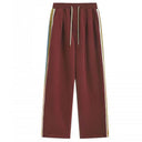 Striped Wide-Leg Sweatpants — Black, Brown, Grey & Red