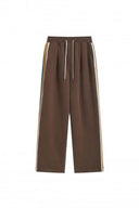 Striped Wide-Leg Sweatpants — Black, Brown, Grey & Red