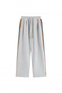 Striped Wide-Leg Sweatpants — Black, Brown, Grey & Red