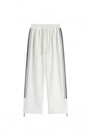 Stripe Wide-Leg Sweatpants — Red, Cream, Black, White & Navy