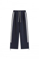 Stripe Wide-Leg Sweatpants — Red, Cream, Black, White & Navy