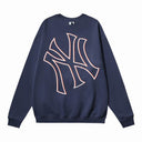 MLB Slanted NY Outline Logo Crewneck — Black, White & Navy