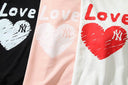 Haut à manches longues col rond Love Heart MLB – Noir, Blanc et Rose