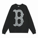 Sudadera con cuello redondo y estampado de logotipos de MLB NY y Boston — Blanco y negro