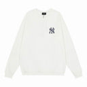 Sudadera con cuello redondo y estampado de logotipos de MLB NY y Boston — Blanco y negro
