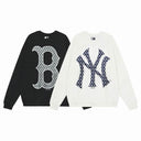 MLB NY logo fur hood bomber jacket in navy