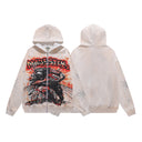 MAJESTIK graphic zip hoodie in Cream
