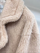 Max Mara Teddy Longline Coat — Black, Brown & Cream