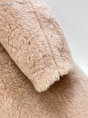 Max Mara Teddy Longline Coat — Black, Brown & Cream