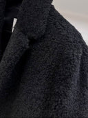 Max Mara Teddy Longline Coat — Black, Brown & Cream