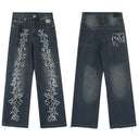 Revenge W distressed patch jeans in light blue