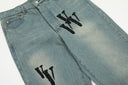 VLONE "V" Logo Jeans - Light Wash & Black