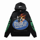 Sweat à capuche « RoughPlay Flame Portrait Logo » — Noir