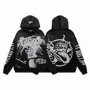 RoughPlay Bandaid tie-dye wash graphic hoodie in black and white