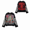 RoughPlay UFO scene rhinestone long sleeve in black with red back print