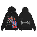 Jester and Union Jack graphic hoodie in black