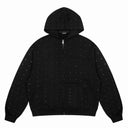 Sudadera con cremallera Sixpm Rhinestone Varsity - Negro y azul