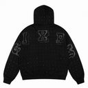Sudadera con cremallera Sixpm Rhinestone Varsity - Negro y azul