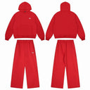Sixpm minimal logo hoodie and sweatpants set in red