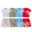 Syna World Logo Tee & Shorts Set — Green, Sky Blue, Red & Grey, product photo 5