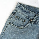 Short en jean orné de strass Bulldog TW