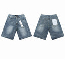 TW Bulldog Splatter Denim Shorts — Light Wash
