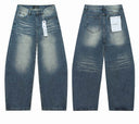 TW Bulldog mid blue whiskered jeans with scattered rhinestones