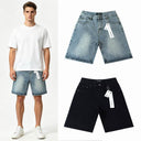TW Bulldog scatter rhinestone denim shorts in light wash and black