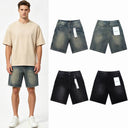 TW Bulldog tinted wash rhinestone denim shorts in blue and black