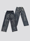 Thug Club Flame Stitch Wide-Leg Jeans