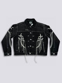 Chaqueta de mezclilla con costuras de espina Thug Club — Negro
