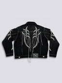 Chaqueta de mezclilla con costuras de espina Thug Club — Negro