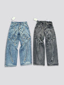 Thug Club flame stitch wide-leg jeans in blue and grey