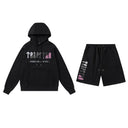 Trapstar It's A Secret gradient hoodie and shorts set in black with pink accent