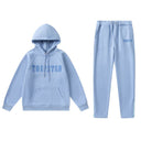 Trapstar tonal embroidered hoodie and joggers in powder blue