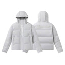 Trapstar grey hooded puffer jacket with a tonal oval back logo