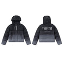 Trapstar black to grey gradient hooded puffer with embroidered back lockup