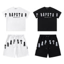Trapstar chenille tee and shorts set in white and black