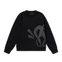 Black crewneck sweatshirt with a large tonal graffiti print