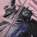 Valley Dreams NYC Skyline Zip Hoodie — Pink, product photo 4