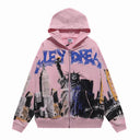 Valley Dreams NYC Skyline Zip Hoodie — Pink, product photo 2