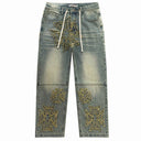 Valley Gold Cross Patch Jeans — Light Wash
