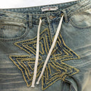 Valley Gold Cross Patch Jeans — Light Wash