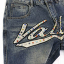 Valley Chain-Stitch Denim Shorts in Blue, product photo 5