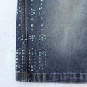 Valley Rhinestone Pinstripe Denim Shorts