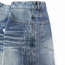 Valley Rhinestone Pinstripe Denim Shorts