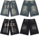 Valley Chenille Letter Denim Shorts