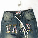 Valley Chenille Letter Denim Shorts